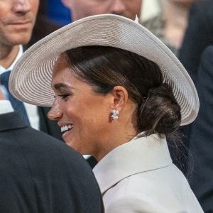 Meghan Markle lors de la messe célébrée à la cathédrale Saint-Paul de Londres, dans le cadre du jubilé de platine de la reine Elizabeth II d'Angleterre. Londres, le 3 juin 2022.