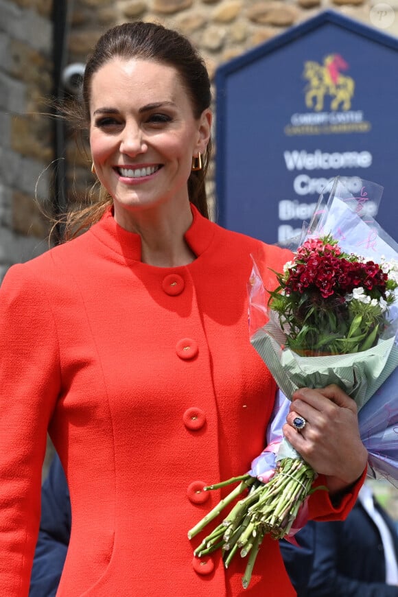 Catherine (Kate) Middleton, duchesse de Cambridge, en visite au château de Cardiff, Royaume Uni, à l'occasion du jubilé de platine de la reine d'Angleterre. 