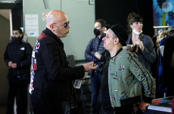 Pascal Obispo, Booder - Backstage - Enregistrement des 10 ans de l'émission "Vendredi tout est permis (VTEP)", présentée par Arthur Essebag et diffusée le 29 janvier sur TF1 © Jacovides-Moreau / Bestimage