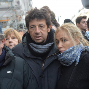 Amanda Sthers, Michel Drucker (casquette), Patrick Bruel, Emmanuelle Béart - Marche républicaine pour Charlie Hebdo à Paris, suite aux attentats terroristes survenus à Paris les 7, 8 et 9 janvier. Paris, le 11 janvier 2015 