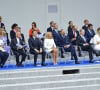 (1er rang) Jean-Claude Juncker (Président de la Commission européenne), Mark Rutte (premier Ministre des Pays-Bas), Angela Merkel (chancelière d'Allemagne), Marcelo Rebelo de Sousa (président du Portugal), Emmanuel Macron, président de la République Française, et la Première dame Brigitte Macron, Edouard Philippe, Premier ministre, Sauli Niinistö (Premier ministre Finlandais) et sa femme Jenni Haukio, Charles Michel, Premier ministre de la Belgique, (2ème rang) Muriel Pénicaud, ministre du Travail, Agnès Buzyn, ministre des Solidarités et de la Santé, Nicole Belloubet, Garde des Sceaux, ministre de la Justice, François de Rugy, ministre de la Transition Ecologique et Solidaire, Jean-Yves Le Drian, ministre de l’Europe et des Affaires Etrangères, Bruno Le Maire, ministre de l’Economie et des Finances, Jean-Michel Blanquer, ministre de l’Education Nationale, Christophe Castaner, ministre de l'Intérieur, Jacqueline Gourault, ministre de la Cohésion des territoires et des Relations avec les collectivités territoriales, (3ème rang) Marlène Schiappa, secrétaire d’Etat, chargée de l’Egalité des femmes et des hommes, Sibeth NDiaye, secrétaire d'État auprès du Premier ministre et Porte-parole du gouvernement, Sophie Cluzel, secrétaire d’Etat auprès du Premier ministre, chargée des Personnes handicapées, Emmanuelle Wargon, secrétaire d'Etat auprès du ministre d'Etat, ministre de la Transition écologique et solidaire, Amélie de Montchalin, secrétaire d'Etat auprès du ministre de l’Europe et des Affaires Etrangères, chargée des Affaires européennes, Adrien Taquet, secrétaire d'Etat auprès de la ministre des Solidarités et de la Santé, Agnès Pannier-Runacher, secrétaire d'État auprès du ministre de l'Économie et des Finances, Olivier Dussopt, secrétaire d'Etat auprès du ministre de l'Action et des Comptes publics, lors du 139ème défilé militaire du 14 juillet sur les Champs-Elysées, jour de la Fête Nationale. Paris, le 14 juillet 2019. © Lemouton-Gorassini-Perusseau/Bestimage