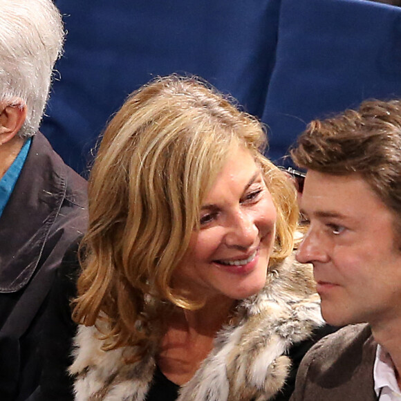 Michele Laroque et Francois Baroin assistent a l'Open Masters 1000 de Tennis Paris Bercy le 1er novembre 2013.