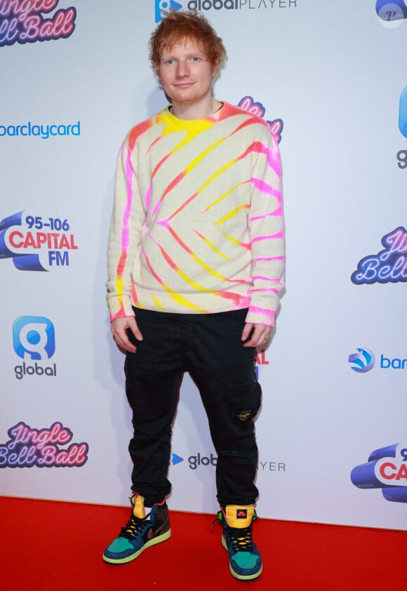 Ed Sheeran au photocall du "Capital's Jingle Ball" à Londres, le 12 décembre 2021. 