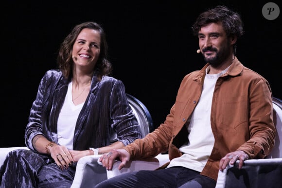 Exclusif - Laure Manaudou et son mari Jérémy Frérot - Enregistrement de l'émission "La Chanson secrète 11" à Paris, diffusée le 24 juin sur TF1. Le 18 janvier 2022 © Cyril Moreau / Bestimage 