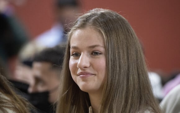 La princesse Leonor arrive à la Journée de la jeunesse et de la cybersécurité : "Profitez d'Internet en toute sécurité" à Madrid, Espagne, le 20 avril 2022, organisée par l'Institut national de la cybersécurité (INCIBE). 