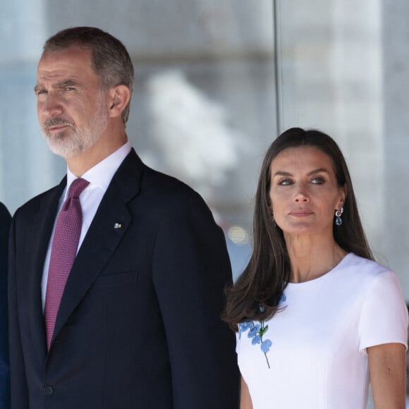 Le roi Felipe VI et la reine Letizia d'Espagne, accueillent l'émir du Qatar, le cheikh Tamim ben Hamad Al-Thani avec son épouse, la cheikha Jawaher, pour sa visite d'Etat de deux jours en Espagne. Madrid