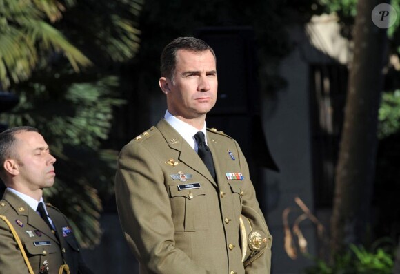 Le prince Felipe à Barcelone lors des funérailles de soldats espagnols  le 3 février 2010