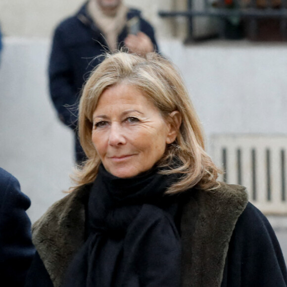 Claire Chazal - Obsèques de Jean-Pierre Pernaut en la Basilique Sainte-Clotilde à Paris le 9 mars 2022. © Christophe Clovis / Bestimage