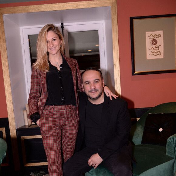 Francois-Xavier Demaison et sa femme Anaïs Tihay - Inauguration du restaurant de G. Houzé et B. Patou, "La Fontaine Gaillon" au 1 Rue de la Michodière dans le 2ème arrondissement à Paris le 15 janvier 2020. © Rachid Bellak/Bestimage 