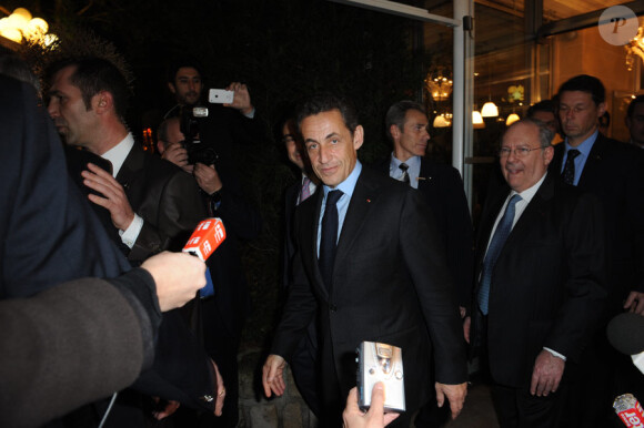 Nicolas Sarkozy lors du dîner du Crif au pavillon d'Armenonville le 3 février 2010