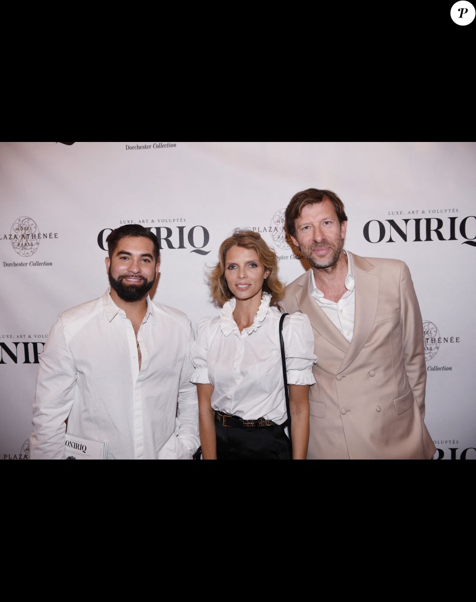 Kendji Girac, Sylvie Tellier, Dominique Busso (CEO de Forbes France) - Soirée de lancement du magazine Oniriq à l'hôtel Plaza Athénée à Paris © Rachid Bellak/Bestimage