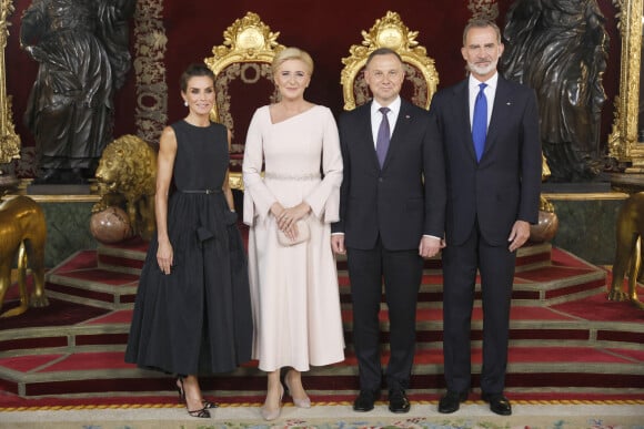 Le roi Felipe VI d'Espagne et la reine Letizia avec Andrzej Duda (Pologne) et sa femme Agata - Dîner de gala du 32ème Sommet de l'OTAN au Palais royal de Madrid, le 28 juin 2022. 