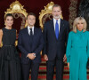 Le roi Felipe VI d'Espagne et la reine Letizia avec Emmanuel Macron (président de la République Française) et sa femme Brigitte - Dîner de gala du 32ème Sommet de l'OTAN au Palais royal de Madrid le 28 juin 2022.
