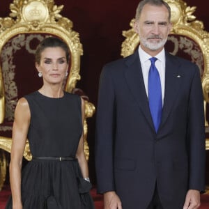 Le roi Felipe VI d'Espagne et la reine Letizia - Dîner de gala du 32ème Sommet de l'OTAN au Palais royal de Madrid, le 28 juin 2022. 
