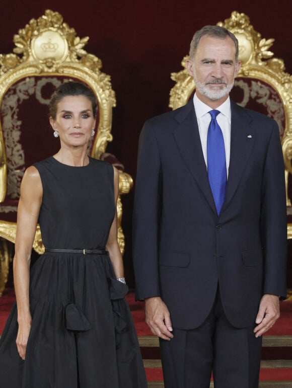 Le roi Felipe VI d'Espagne et la reine Letizia - Dîner de gala du 32ème Sommet de l'OTAN au Palais royal de Madrid, le 28 juin 2022. 