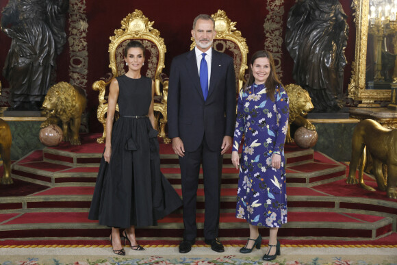 Le roi Felipe VI et la reine Letizia d'Espagne, Katrín Jakobsdóttir (Premier ministre d'Islande) - Dîner de gala du 32ème Sommet de l'OTAN au Palais royal de Madrid, le 28 juin 2022. 