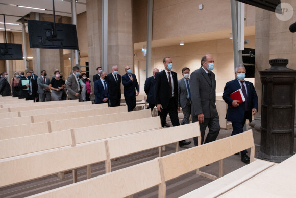 A la veille de l'ouverture du procès des attentats du 13 novembre 2015, le garde des Sceaux et ministre de la Justice Eric Dupond-Moretti se rend à la Cour d'appel de Paris afin de visiter la salle d'audience Grand procès achevée. Cour d'appel de Paris, Ile de la Cité. Lundi 6 septembre 2021.