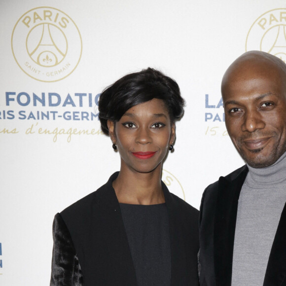 Exclusif - Harry Roselmack et sa femme Chrislaine - Soirée de gala de la Fondation Paris Saint-Germain qui fête ses 15 ans au Pavillon Gabriel à Paris le 27 janvier 2015.