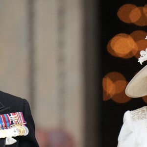 Le prince Charles, prince de Galles, et Camilla Parker Bowles, duchesse de Cornouailles - Les membres de la famille royale et les invités à la sortie de la messe du jubilé, célébrée à la cathédrale Saint-Paul de Londres, Royaume Uni, le 3 juin 2022.  The National Service of Thanksgiving to Celebrate the Platinum Jubilee of Her Majesty The Queen, at St Paul's Cathedral, London, UK, on the 3rd June 2022. 