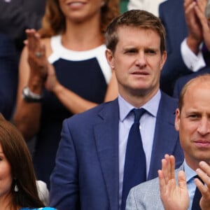 Le prince William, duc de Cambridge, et Catherine (Kate) Middleton, duchesse de Cambridge, dans les tribunes du tournoi de Wimbledon, le 5 juillet 2022. 