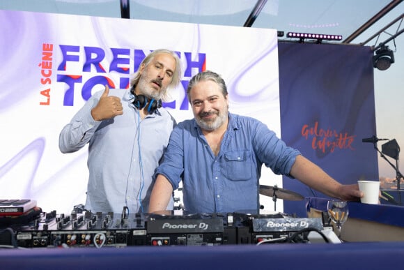 Alan Braxe et Dj Falcon - Soirée "French Touch" sur la terrasse des Galeries Lafayette à Paris le 5 juillet 2022. © Jeremy Melloul/Bestimage