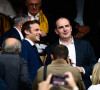 Emmanuel Macron - Jean Castex en tribune - Finale du Top 14 de rugby entre Montpellier et Castres (29-10) au Stade de France à Saint-Denis le 24 juin 2022.