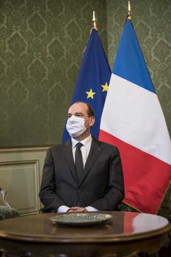 Déplacement du premier ministre Jean Castex à Strasbourg, le 23 janvier 2021. © Elyxandro Cegarra / Panoramic / Bestimage