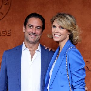 Sylvie Tellier et son mari Laurent Schenten au village lors des Internationaux de France de Tennis de Roland Garros 2022 à Paris, France, le 5 juin 2022. © Dominique Jacovides/Bestimage