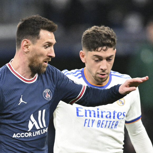 Lionel Messi (PSG) vs Federico Santiago Valverde Dipetta (Real Madrid) - 8ème de finale retour de la Ligue des champions entre le PSG (1) et le Real Madrid (3) à Madrid. © JB Autissier/Panoramic/Bestimage