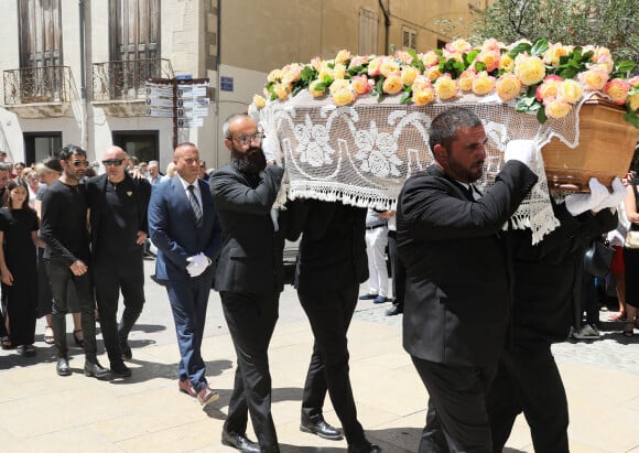 Julien Auger (fils de Dani), Emmanuel Auger (beau-fils de Dani) - Obsèques de Dani en la cathédrale Saint Jean-Baptiste de Perpignan, le 26 juillet 2022.