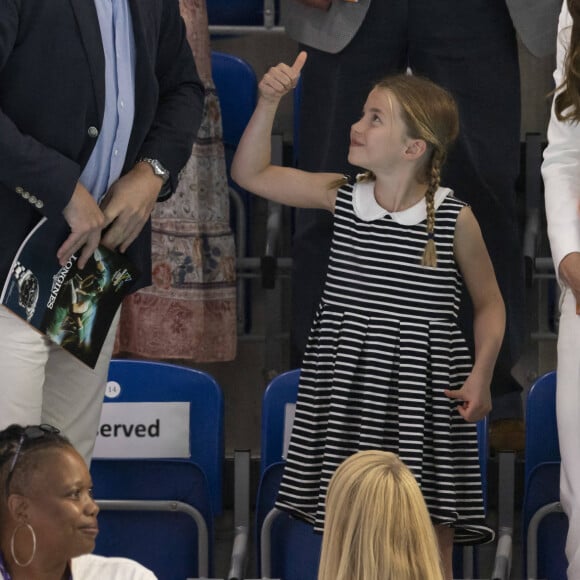 Le prince William, Kate Middleton et la princesse Charlotte de Cambridge assistent au Jeux du Commonwealth au centre sportif de l'Université de Birmingham. Le 2 août 2022.