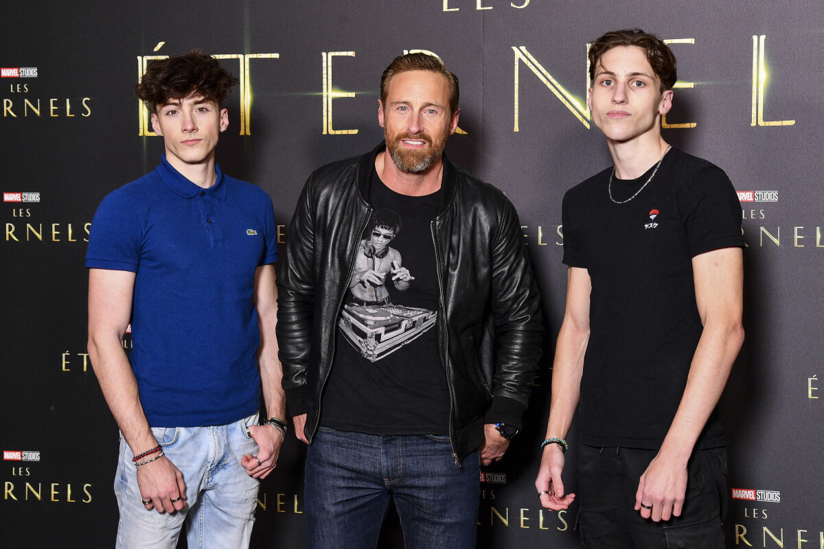 Photo Frank Delay et ses enfants Kezian et Jay Lee Avant première du film Marvel Les