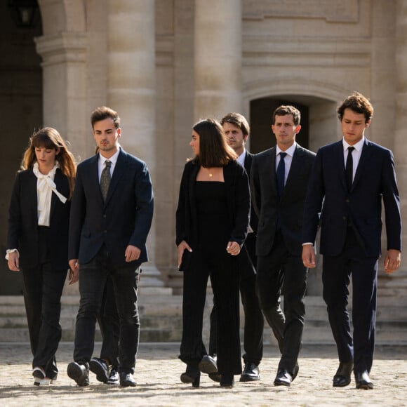 Les petits enfants de Jean Paul Belmondo, Annabelle, Alessandro, Victor, Giacomo - Cérémonie d'hommage national à Jean-Paul Belmondo à l'Hôtel des Invalides à Paris, France, le 9 septembre 2021. © Romain Gaillard / Pool / Bestimage 