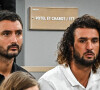 Jérémy Frérot et son frère Lucas Frérot - Les célébrités en tribune lors des internationaux de France de Roland Garros à Paris le 23 mai 2022.