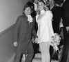 Roman Polanski et Sharon Tate lors de leur mariage à Chelsea à Londres en 1968