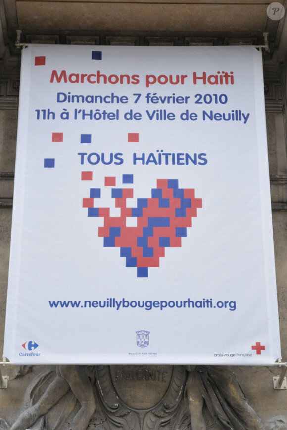 Le rassemblement à Neuilly-sur-Seine en faveur de Haïti le 7 février 2010
