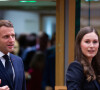 Le Président Emmanuel Macron, le président de la République de Chypre Níkos Anastasiá, Sanna Marin, la Première ministre finlandaise lors du tour de table au Sommet européen à Bruxelles. Belgique, Bruxelles, 12 décembre 2019