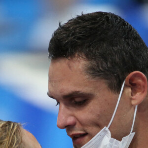 Florent Manaudou et sa compagne Pernille Blume - Florent Manaudou, médaille d'argent du 50 m nage libre aux jeux olympiques Tokyo 2020 (23 juillet - 8 août 2021), le 1er août 2021.