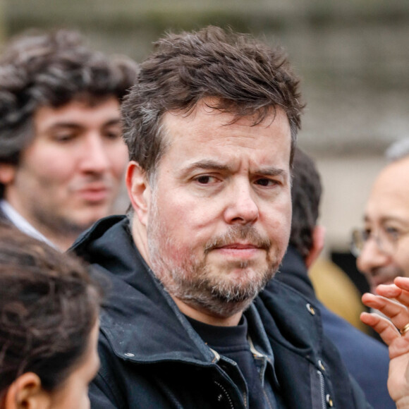 Nicolas Demorand - Obsèques de Sébastien Demorand à la Coupole du crématorium du cimetière du Père-Lachaise à Paris, France, le 31 janvier 2020.