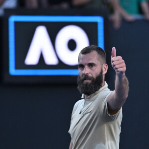 Benoît Paire face à Grigor Dimitrov lors de l'Open d'Australie. Melbourne, le 19 janvier 2022.