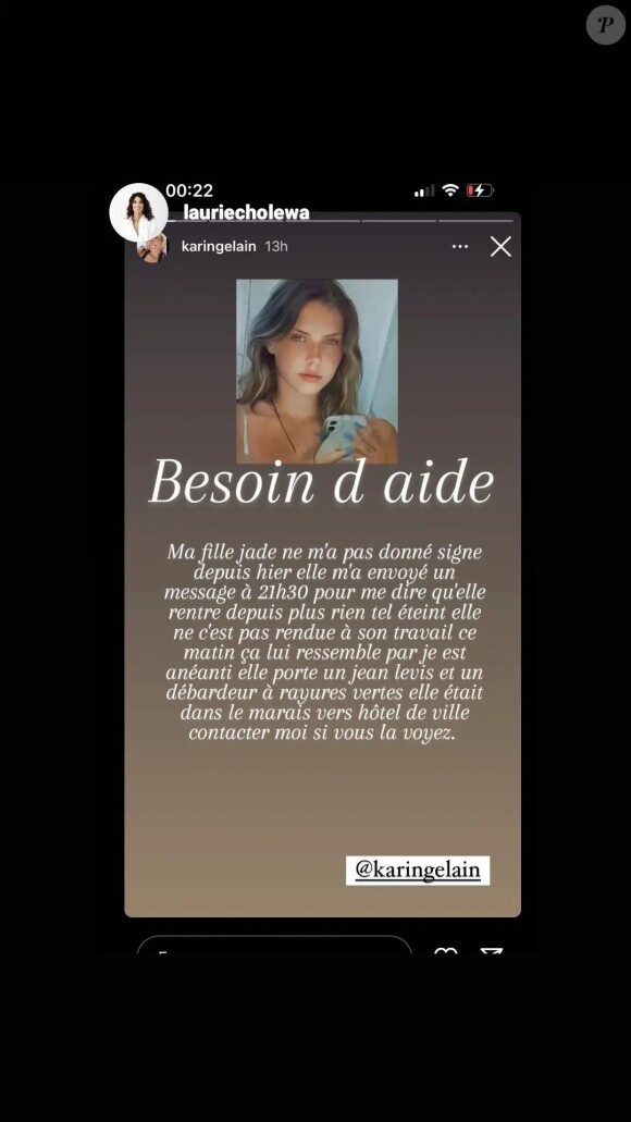 Karine Gélain a demandé de l'aide pour retrouver sa fille Jade, 18 ans.