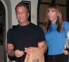 Sylvester Stallone et sa femme Jennifer Flavin à la sortie d'un restaurant à Los Angeles, le 21 septembre 2018. 