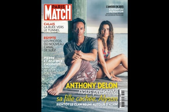 Anthony Delon et sa fille Alyson Le Borges réunis devant l'objectif de Sébastien Micke en couverture de Paris Match, numéro du 6 août 2015