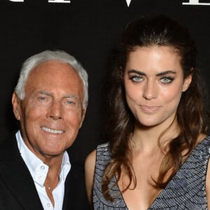 Giorgio Armani, Alyson Le Borges (fille d'Anthony Delon) - People au defile de mode haute couture Automne-Hiver 2013/2014 "Armani Prive" a Paris le 2 juillet 2013.