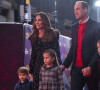 Le prince William et Kate Middleton avec leurs enfants le prince George, la princesse Charlotte et le prince Louis au Palladium à Londres, Royaume Uni, le 11 décembre 2020. 