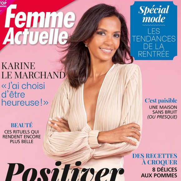 Karine Le Marchand (dans une tenue complète de CIPANGO) fait la couverture du nouveau numéro de "Femme actuelle" paru le 5 septembre 2022