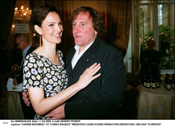 Gérard Depardieu et Carole Bouquet en avril 2003.