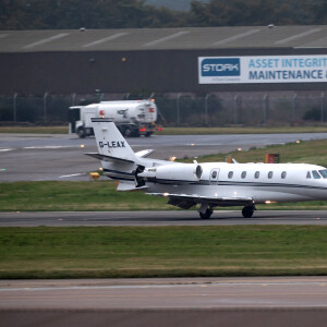 Arrivée du prince Harry, duc de Sussex, en jet privé à l'aéroport de Aberdeen, suite à l'annonce du décès de la reine Elisabeth II d'Angleterre. Le 8 septembre 2022 