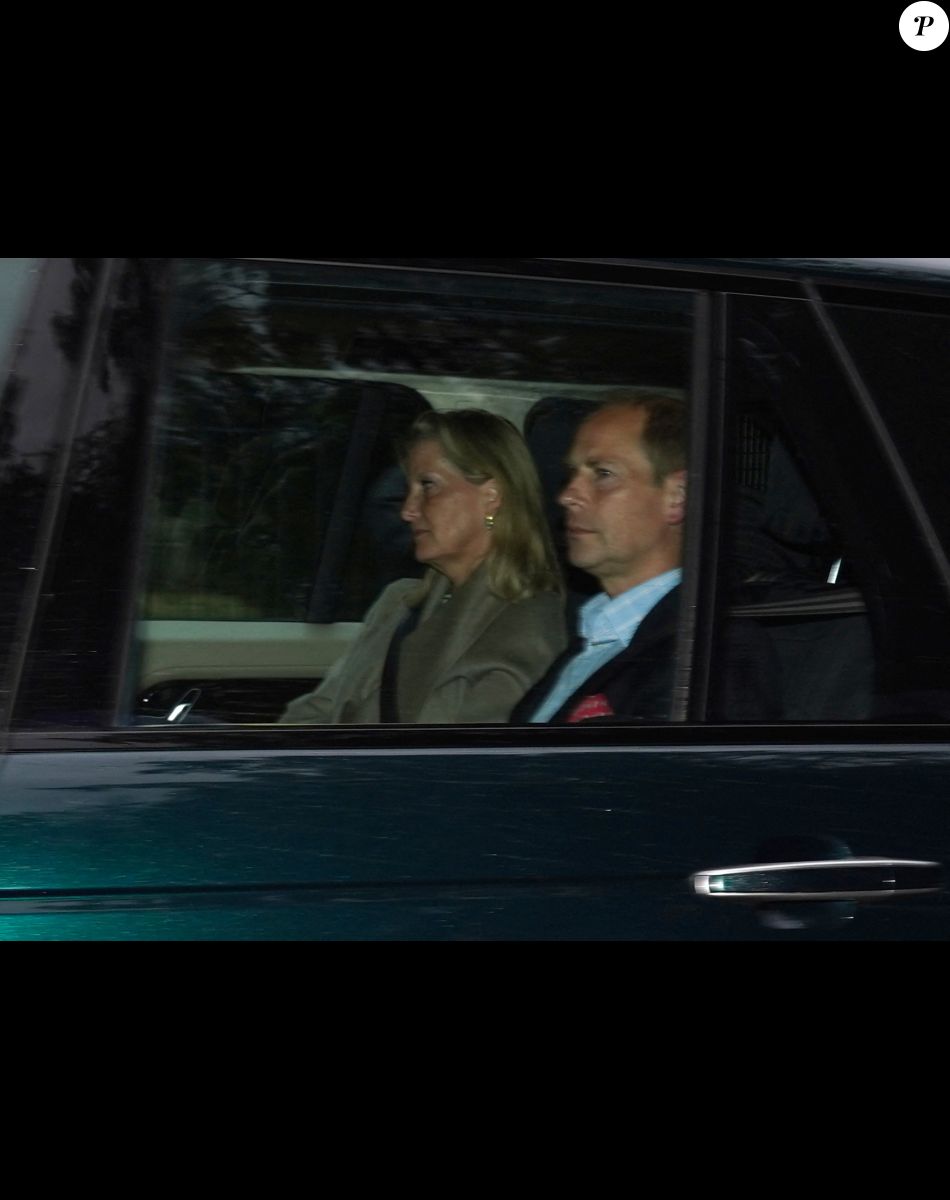Le prince William, duc de Cambridge, le prince Edward, comte de Wessex et Sophie Rhys-Jones, comtesse de Wessex arrivent au château de Balmoral, Ecosse, Royaume Uni, le 8 septembre 2022.