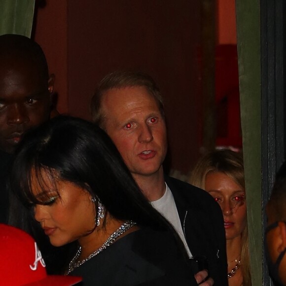 Exclusif - Rihanna porte une très courte robe noire pour rejoindre ASAP Rocky à la soirée "Mercer & Prince whiskey" dans le cadre de la Fashion Week à New York, États Unis le 09 Septembre 2022.